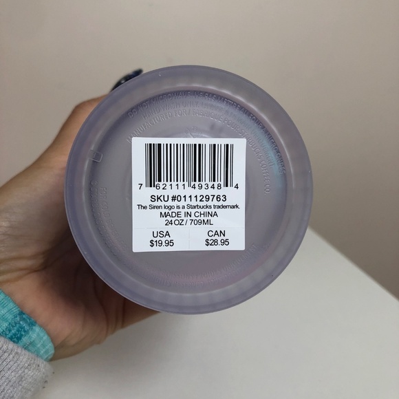 NEW Starbuck 24 oz Tumbler Frosted Disco Grid Tumbler in Iridescent Frost White - Picture 3 of 3